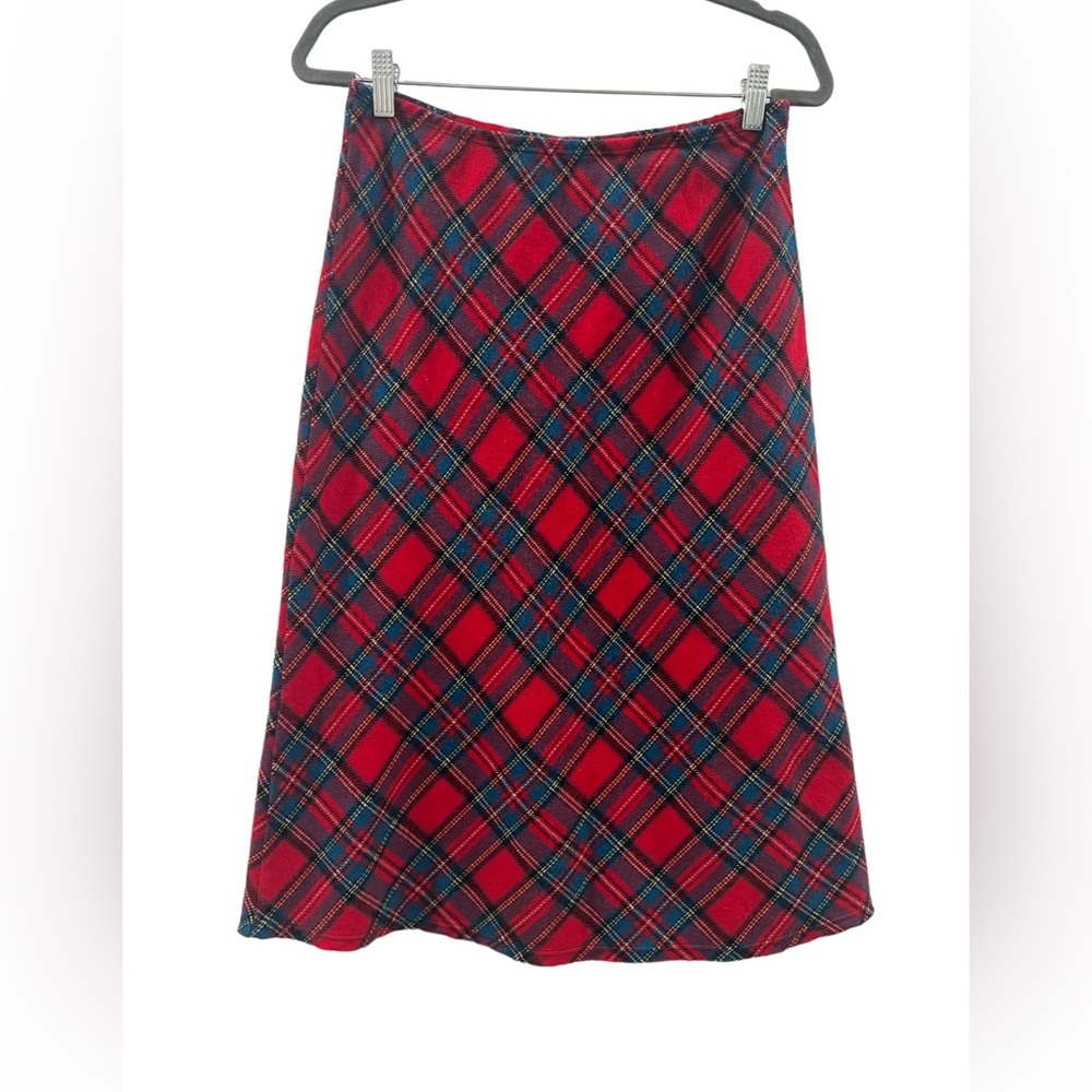 Celine Skirt Midi Women's Tartan Plaid A-Line Red Blue Christmas Holiday